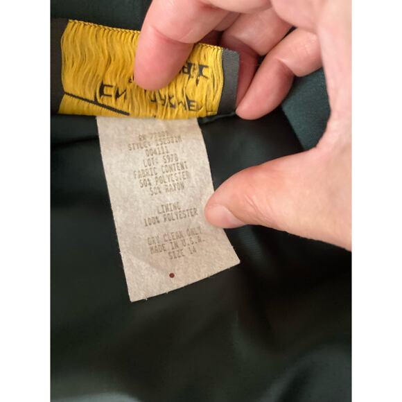 VTG Toni Garment CC Magic Women's Blazer Skirt Size 14 Hunter Green Crepe 2 Pc - Picture 4 of 10